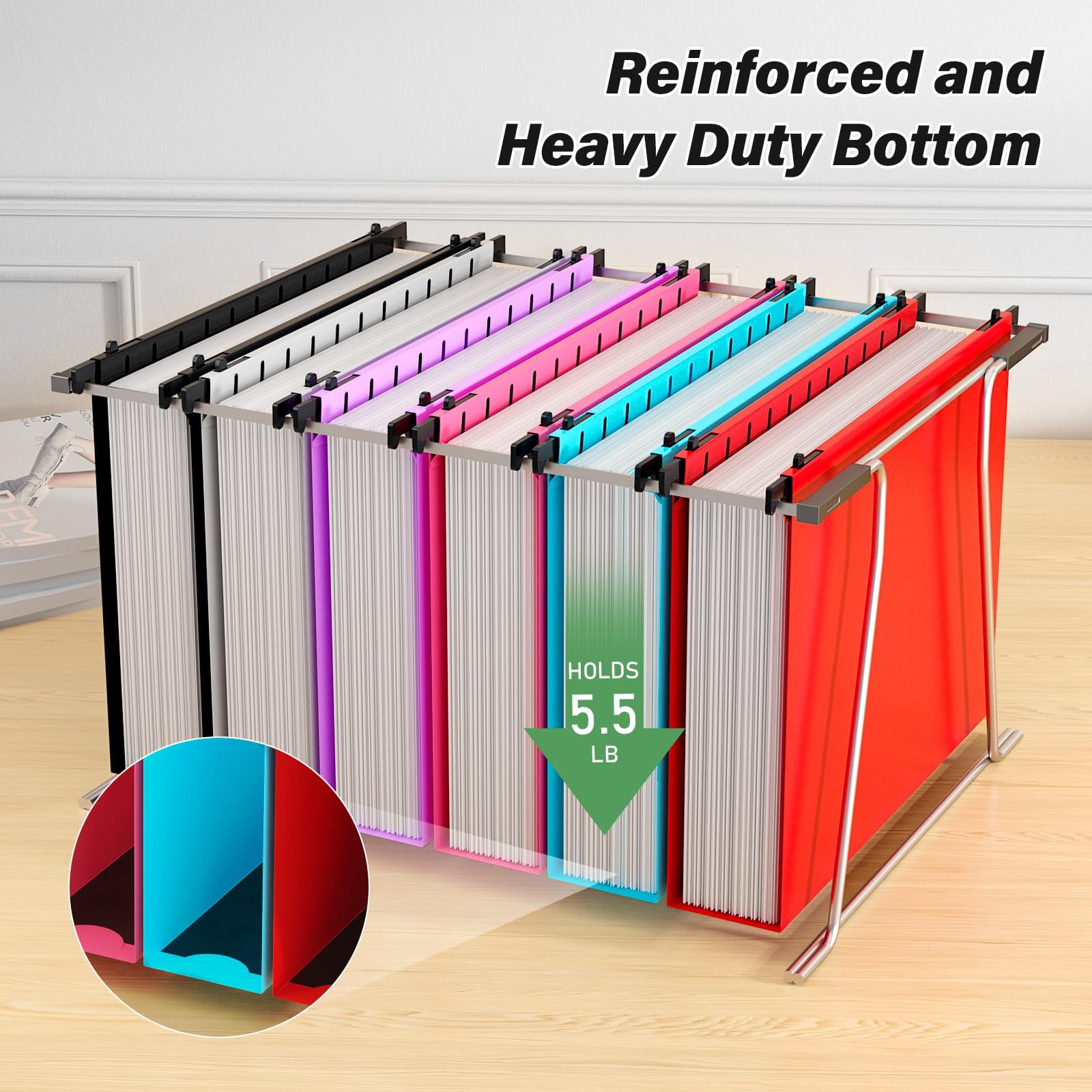 Extra Capacity Plastic Hanging File Folder Letter Size Heavy Duty 2" Expansion With Tabs 12 Pack Reinforced Organizer Filing Cabinet Folders For Office Bulk Files