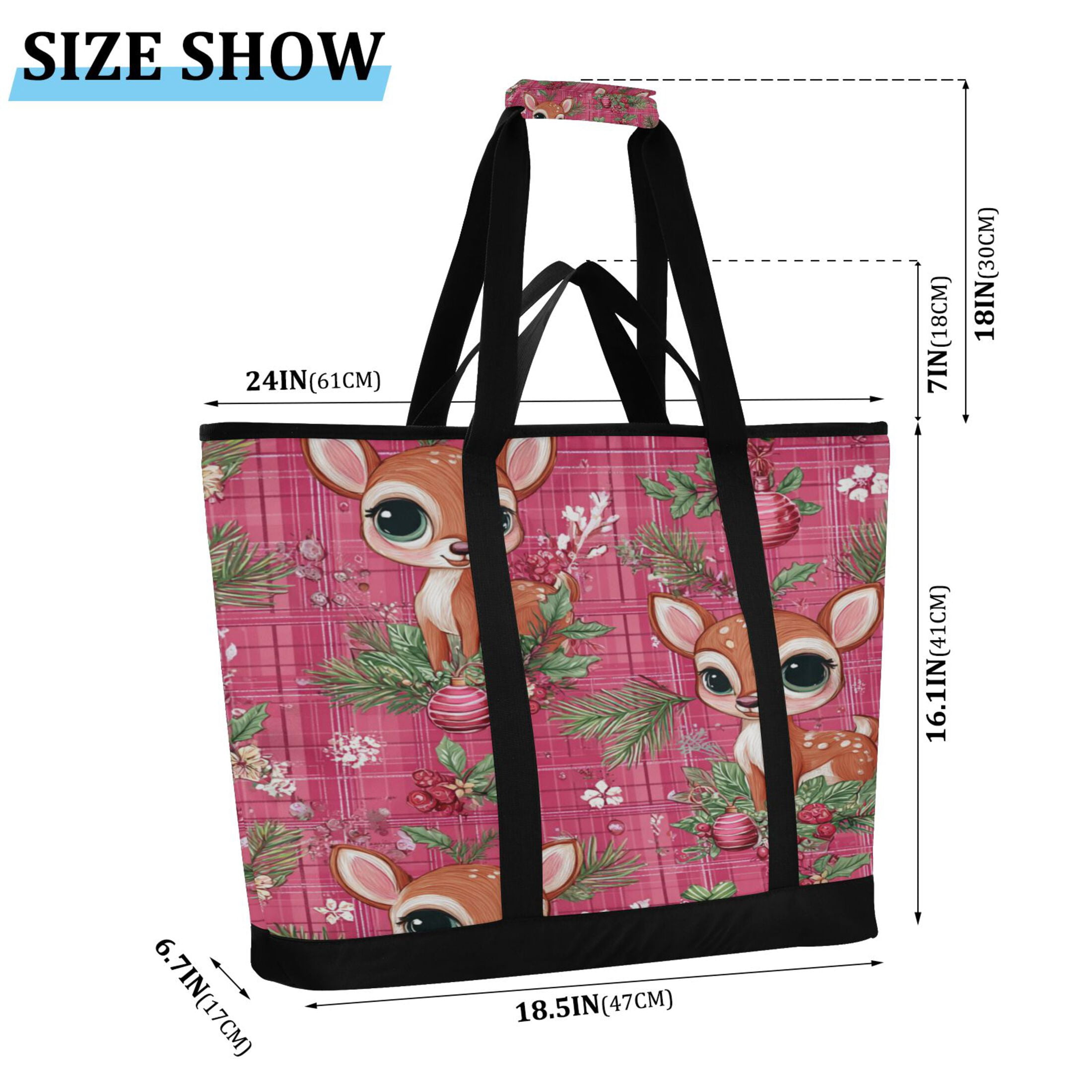 Extra-Large Wide Opening Design Capacity Hand-Held Ice Pack Thickened Insulation Layer For Long-Lasting Cold Retention For Outdoor Shopping Picnics And Camping Cute Adorable Baby Deer