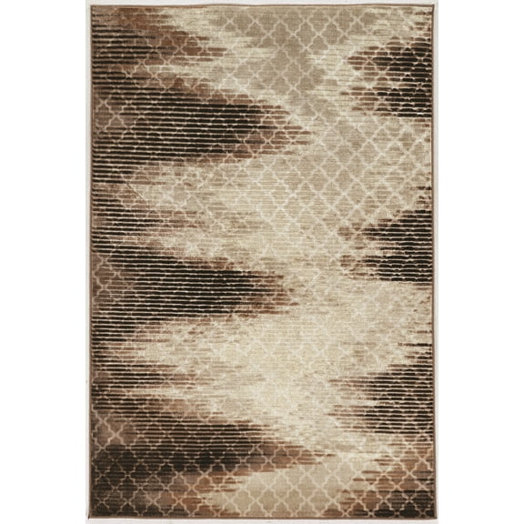 Linon Evolution Trellis Zigzag Power Loomed Polyester 5'x7'6" Rug in Beige
