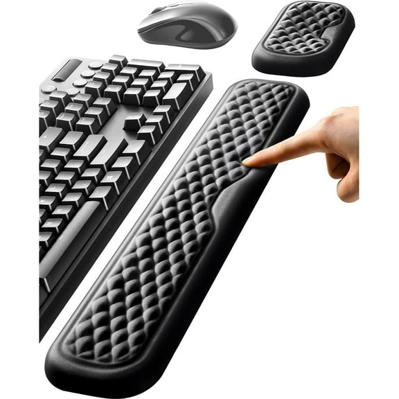 Wrist Rest for Keyboard and Mouse, Computer Ergonomic Wrist Support Pad, Soft Memory Foam Arm Cushion for Desk, Palm Hand Office Laptop Typing