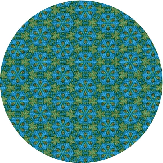 Ahgly Company Machine Washable Indoor Square Transitional Medium Teal Green Area Rugs, 3' Square