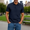 thumbnail image 2 of YODETEY Men’s Classic Solid Polos Shirt, Men’s Everyday Fit Collar Casual Shirts,Big and Tall Navy,Size S-3XL, 2 of 6