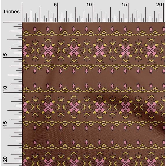 oneOone Organic Cotton Poplin Twill Fabric Floral Block Print Fabric BTY 42 Inch Wide