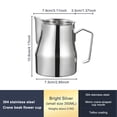 thumbnail image 4 of Jarra para espuma de leche, jarra de acero inoxidable, taza medidora con boquilla para arte de café, hogar, cocina, oficina, utensilios de café Juegos de servir café y té Color Acero 350ML Wosthever HA080479-02, 4 of 6