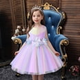 thumbnail image 2 of Elainilye Fashion Baby Girls Princess Dress Flower Girl Dresses Lace Bow Mesh Dress Formal Dresses for Wedding Party, Sizes 0-3Y,Purple, 2 of 9