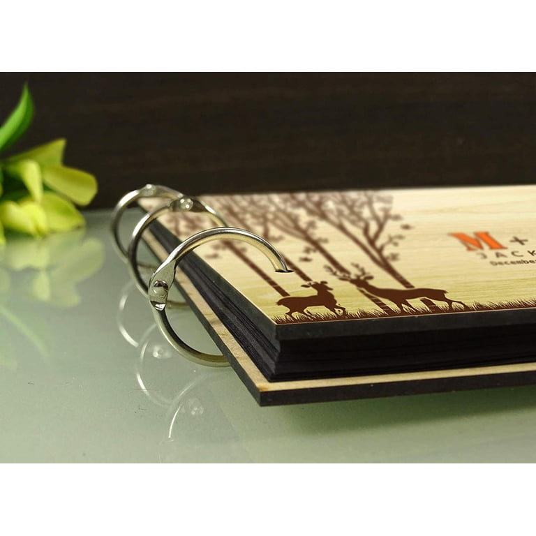 Personalized Wedding Guest Book With Wooden Tree Design | Custom Name & Date Scrapbook