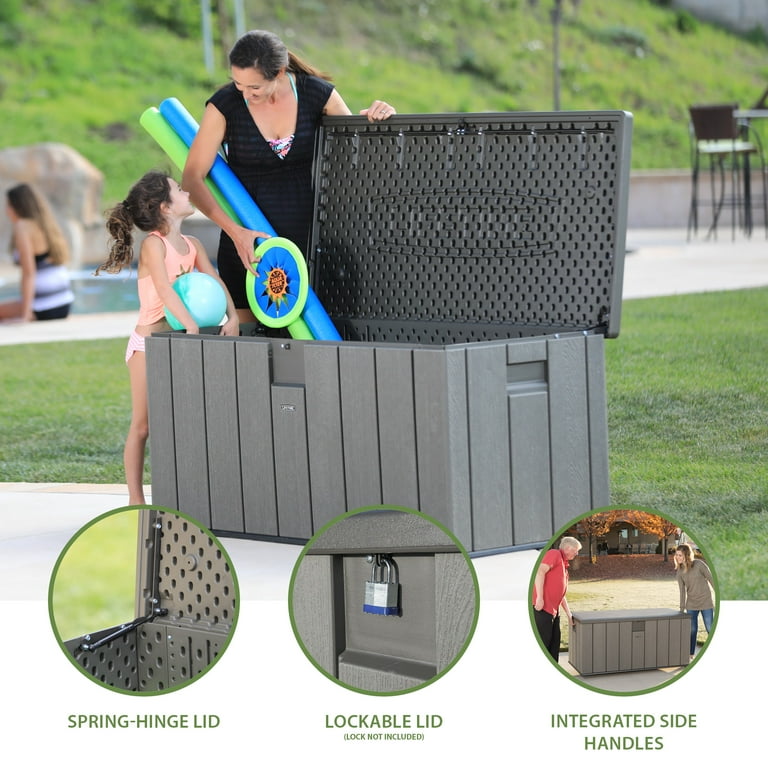 Lifetime New Outdoor Polyethylene Deck Box and Bench 150 Gal Lifetime New Outdoor Polyethylene Deck Box and Bench 150 Gal