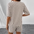 thumbnail image 6 of Stichou 2 Piece Short Sets for Women 2026 Summer Spring Plaid Lounge Beach Travel Vacation Outfits Matching Shorts Sweatsuit with Pockets Coffee M, 6 of 6