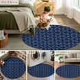 thumbnail image 6 of 7Ft Round Rug, Navy Blue Non-Skid Rubber Backing Large Area Rugs - Living Room Bedroom Home Office, Geometric Leaf Diamond Plaid Abstract Check Indoor Floor Mat Carpets Washable Rug, 6 of 9