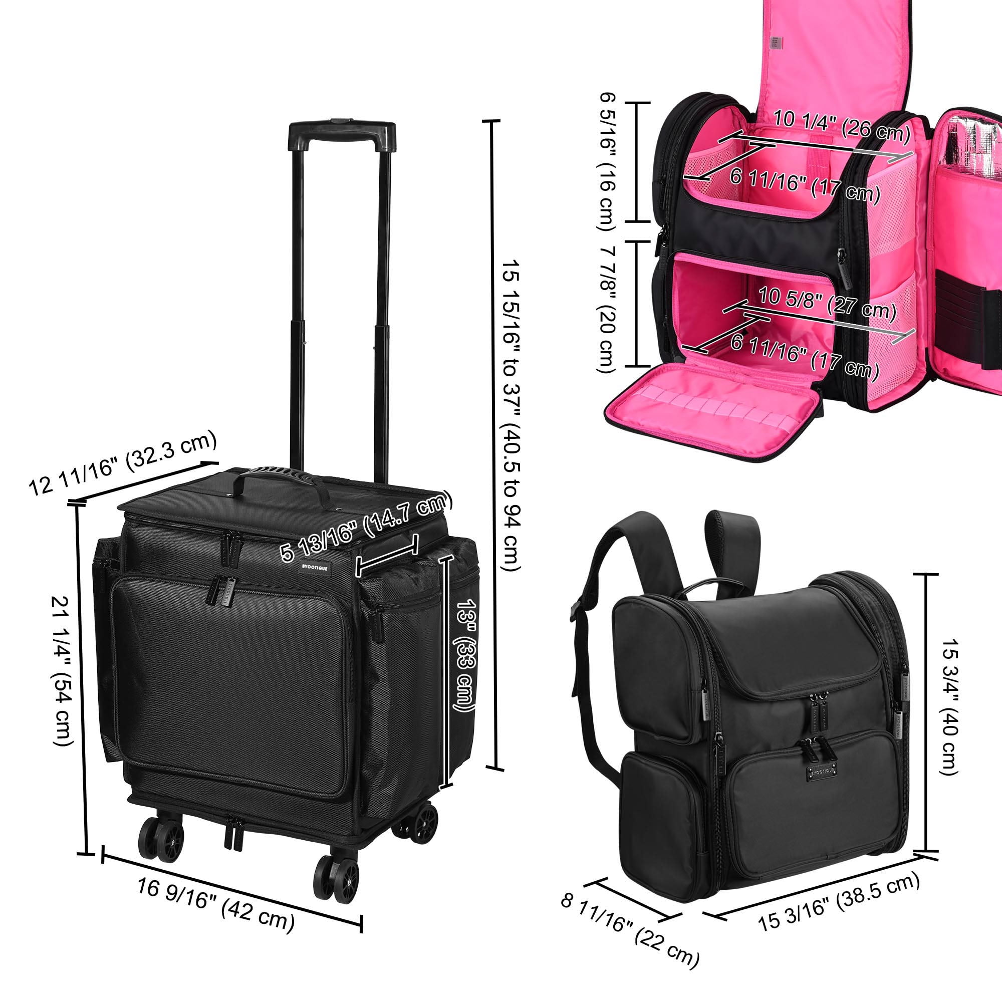 Byootique Soft Rolling Hair Stylist Train Case w/ Hair Tools