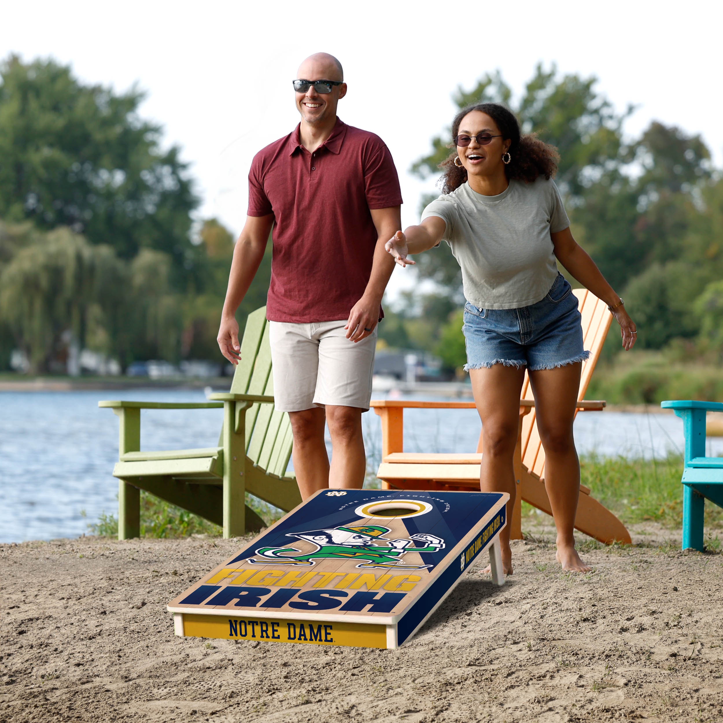 YouTheFan NCAA ND Fighting Irish 2X4 Slogan Series Cornhole NO BAGS