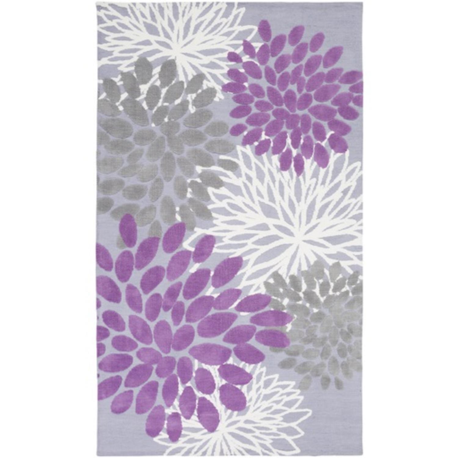 2' x 3' Fashion Flowers Gray, Ivory, Lavender and Orchid Super Soft