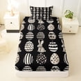 thumbnail image 3 of Erosebridal Cartoon Rabbit Eggs Kid Twin Sheet Sets, Happy Easter Bedding, Black, 3-Piece, 3 of 5