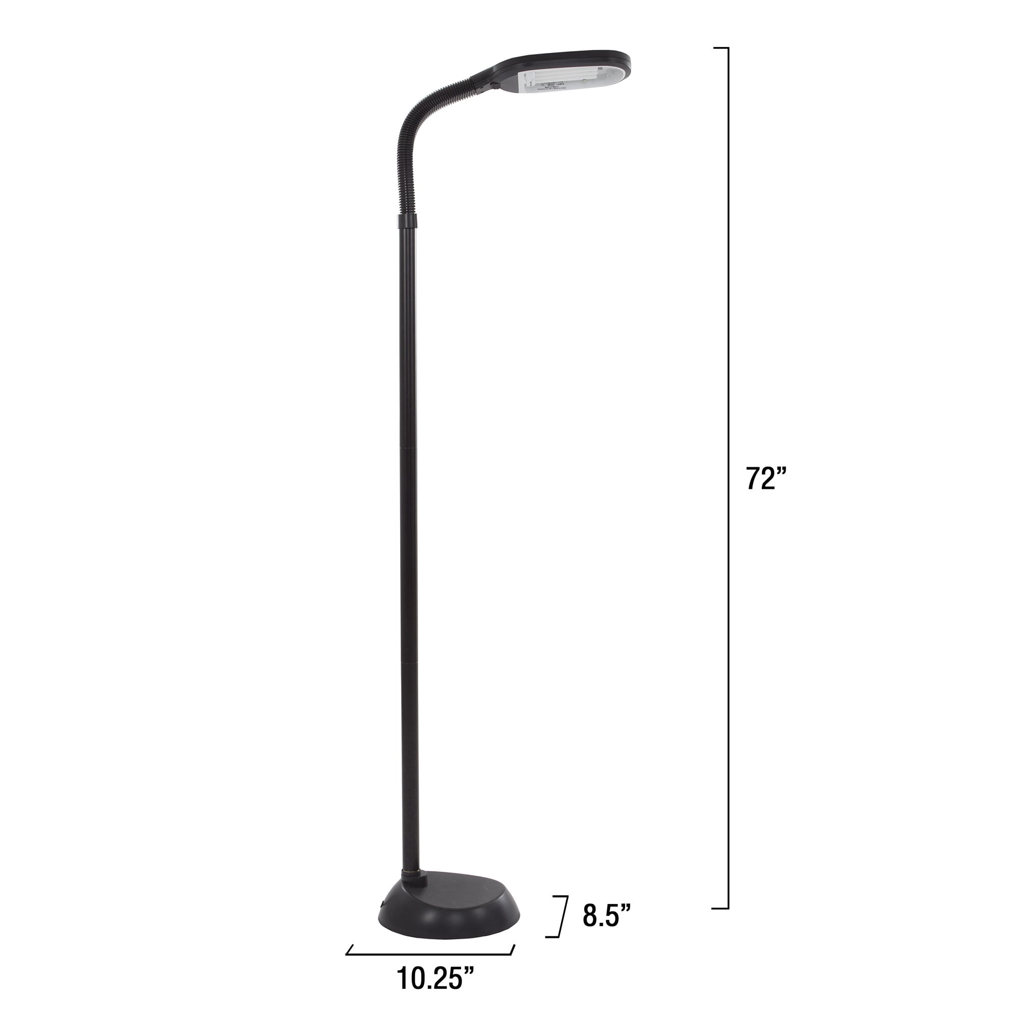 Lavish Home 73-inch Natural Sunlight Floor Lamp with Bendable Neck (Black)