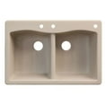 thumbnail image 3 of Transolid Aversa 33in x 22in silQ Granite Drop-in Double Bowl Kitchen Sink with 3 CBE Faucet Holes, In White, 3 of 5