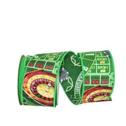 The Ribbon Roll - T77242M-044-40F, Casino Wired Edge Ribbon, Green, 2-1/2 Inch, 10 Yards