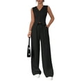 thumbnail image 3 of Laqbezok Women's 2-Piece Elegant Vest and Wide Leg Pants Set, Casual V-Neck Button Down Waistcoat and Trousers Outfit, Modern Business Casual Suit with Pockets, 3 of 6