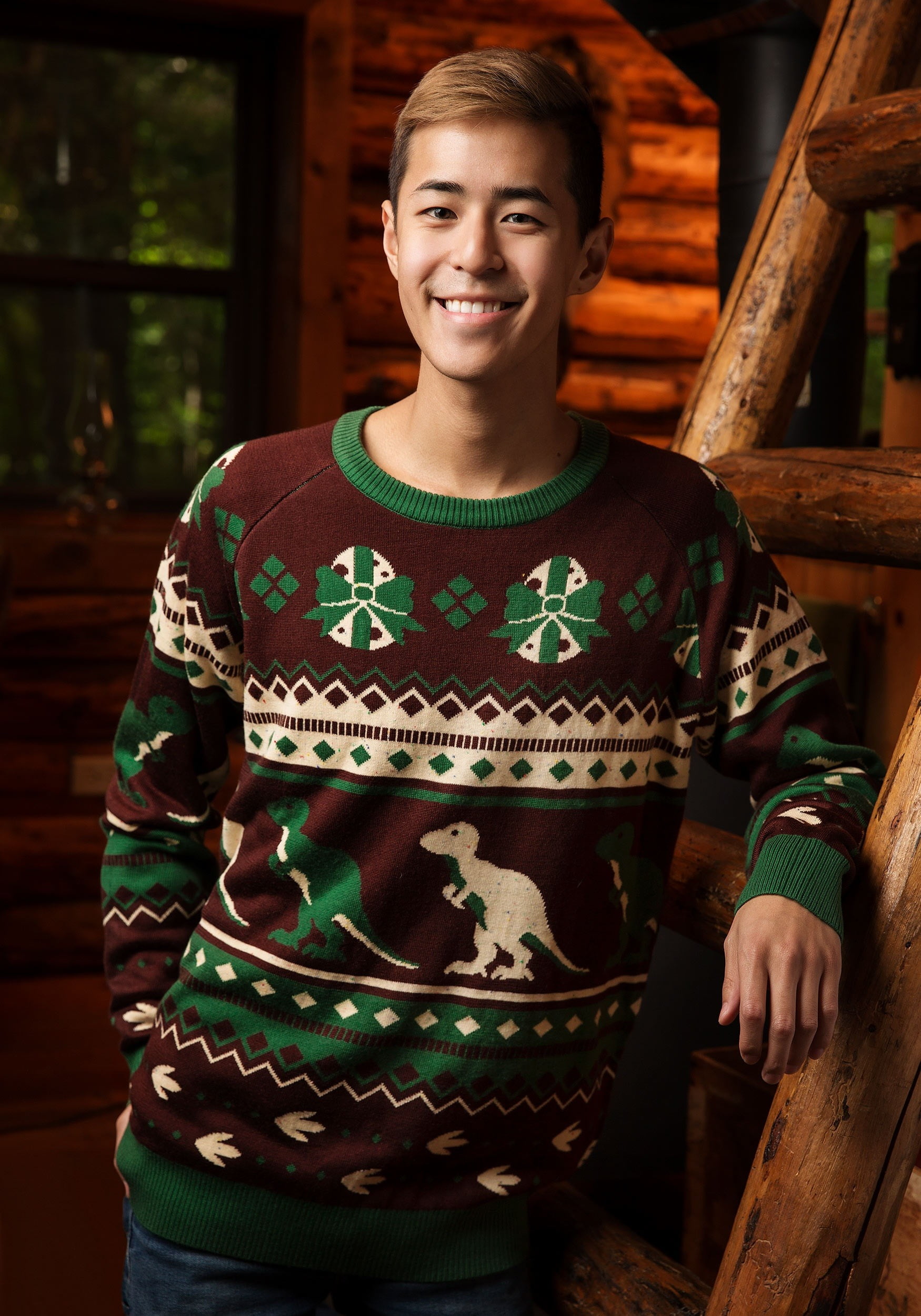 dinosaur holiday sweater