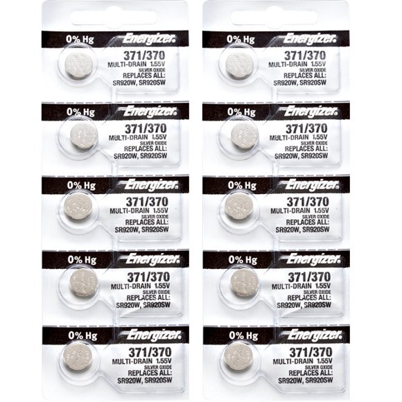 10 x Energizer 371 Watch Batteries, SR920SW or 370 Battery