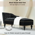 thumbnail image 4 of 58" Velvet Chaise Lounge, Right Arm Facing Lounge Chair with Nailhead Trim for Living Room, Sleeper Lounge Sofa, Black, 4 of 27