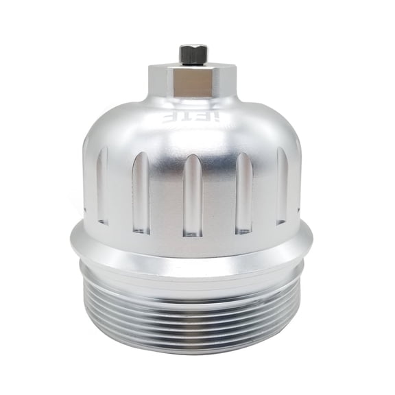 iFJF 134001 Fuel Filter Housing Cap for 2017-2020 GM Duramax 6.6L L5P Chevy Silverado/GMC Sierra 2500HD 3500HD Billet Aluminum with Drain Plug(Silver)