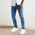 thumbnail image 2 of Mens Jeans Casual Washed Straight Slim Leg Denim Trousers Comfortable Skinny Fit Outdoor Activities Mens Pants Dark Blue 33, 2 of 5