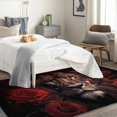 thumbnail image 4 of Lion Rug for Living Room - 5x7 Rug - Lion Rug - Red Rose Lion Area Rug - Wild Animal Rugs - Lion Head Wildlife Carpet, 4 of 7