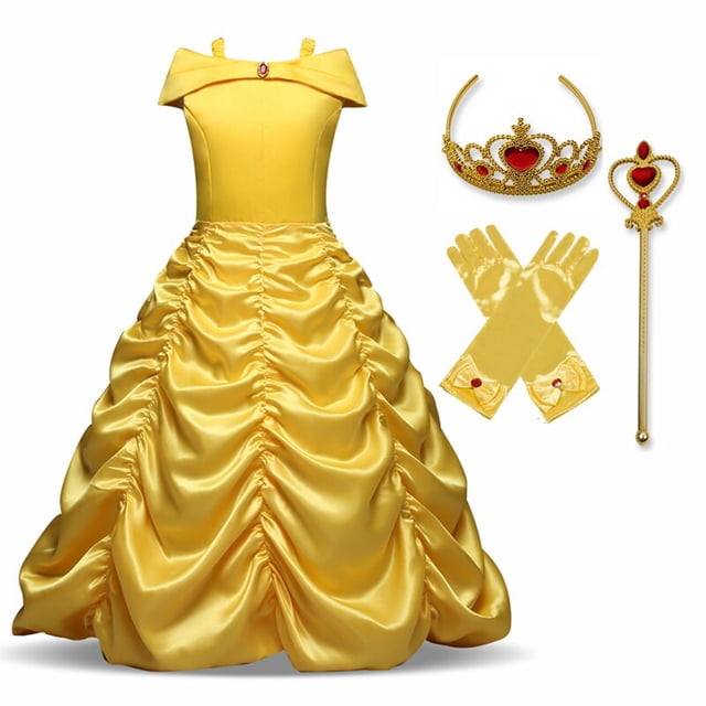 Vestido de princesa bella para niñas, disfraz de la bella y la bestia para fiesta de carnaval, Halloween Fivean unisex