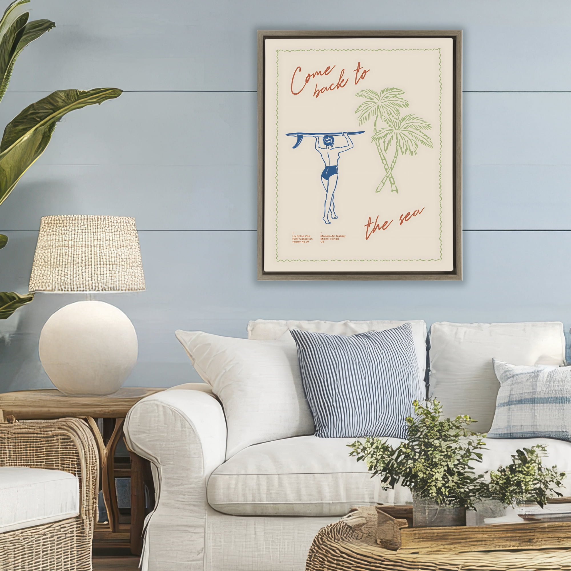 Stupell Industries Come Back To The Sea Brown Framed Floater Canvas Wall Art, design by The Prints Vibe