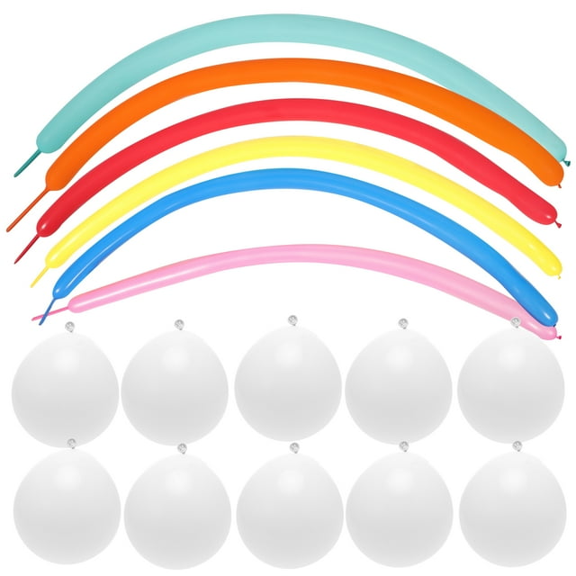 17 globos decorativos creativos de arco iris, hermosa decoración para el hogar, tienda, centro comercial (7 globos de tiras coloridas, 10 globos blancos)