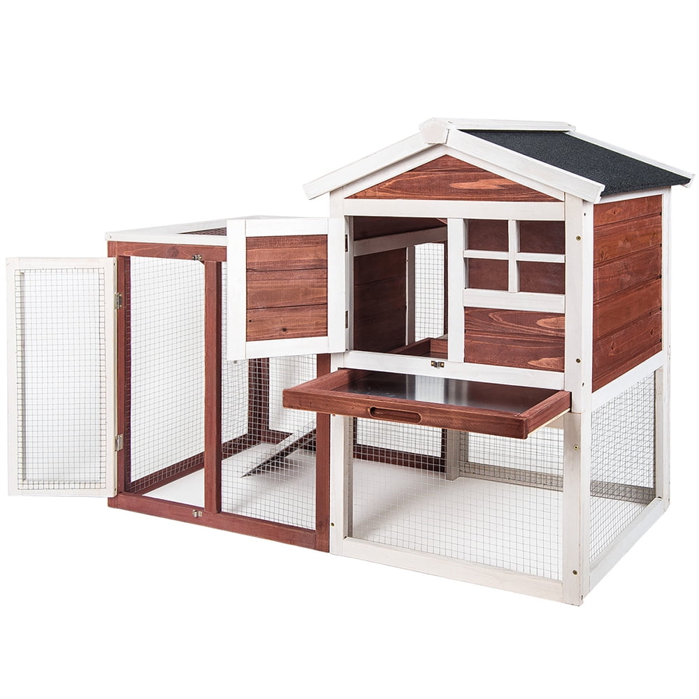 Lowestbest Wooden Pet House, Rabbit Bunny Wood Hutch House, Wooden Cage for Dog Chicken Rabbit