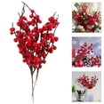 thumbnail image 3 of Oraceous 3pcs Artificial Red Berry Stems Holly Berry Branches Christmas Picks Greenery Xmas Holiday and Home Decor Cedar Branch Winter Garland, 3 of 10