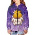 thumbnail image 3 of chaqlin Capybara Hoodies for Girls 8-10 Fall Full-Zip Hooded Jacket Galaxy Print Long Sleeve Hoodie Sweatshirt Kids School Coat with Pockets, 3 of 7