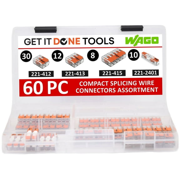 WAGO 221 Series 60pc Lever Nuts Wire Connector Assortment with Case