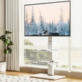 thumbnail image 2 of FITUEYES Modern Floor Metal Base TV Stands for 26-65 inch TVs,with Two Shelves,White, 2 of 8