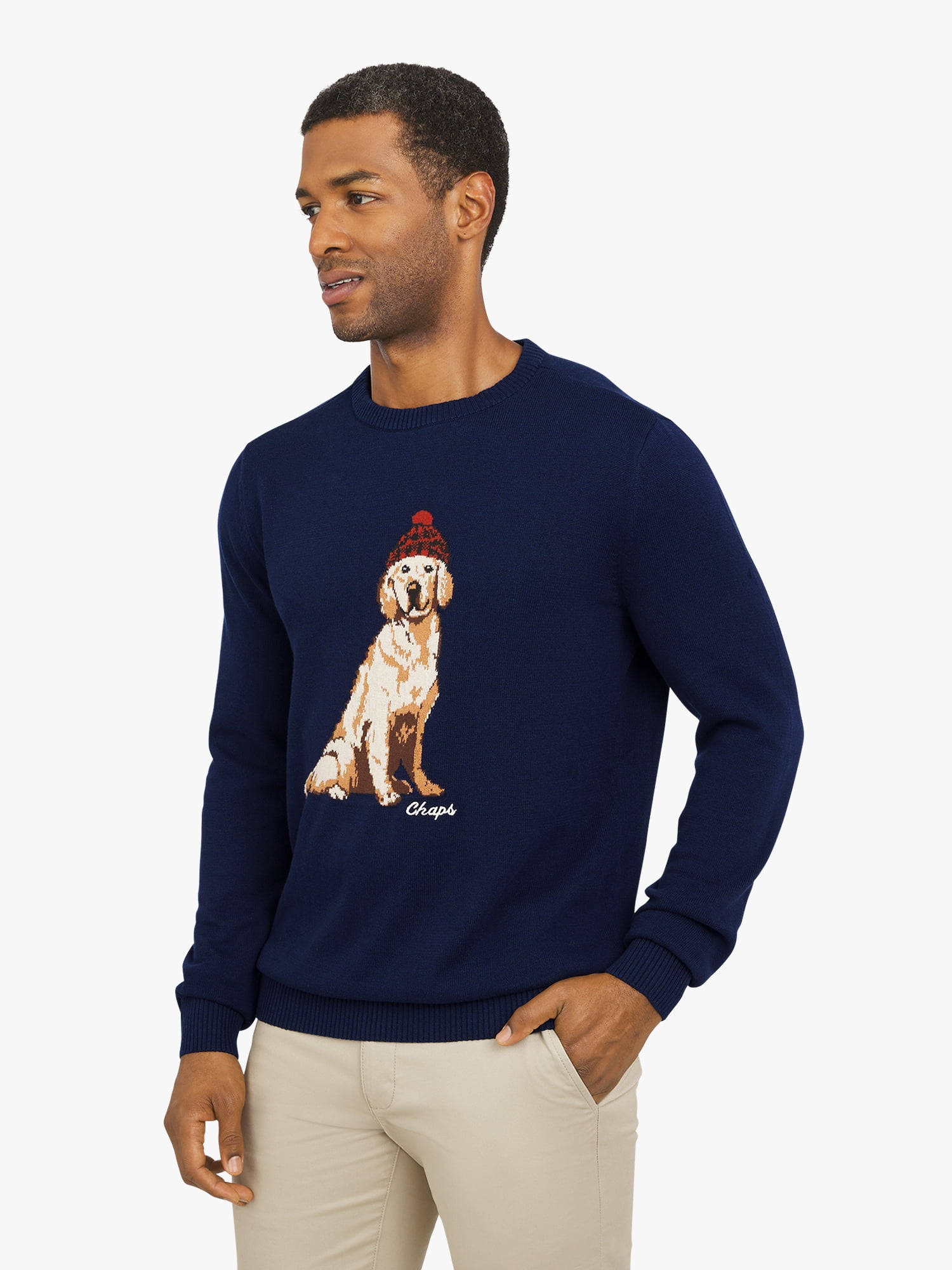 Chaps Men's & Big Men's Cotton Novelty Holiday Crewneck Sweater, Sizes S-3XL