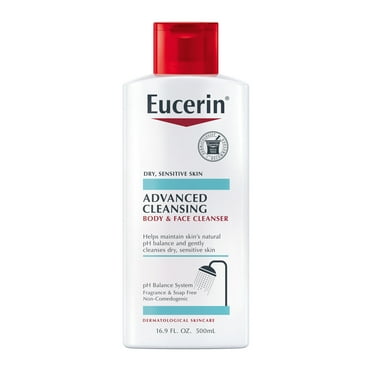 Eucerin Advanced Cleansing Body & Face Cleanser for Dry, Sensitive Skin, pH-Balanced, 16.9 fl oz