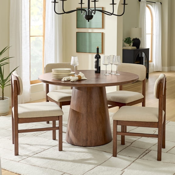 Better Homes & Gardens Juliet Dining Chairs, Walnut & Cream, Set of 2