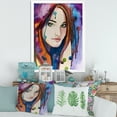 thumbnail image 3 of Designart 'Colorful Portrait Of Green Eyes Young Woman' Traditional Framed Art Print, 3 of 4