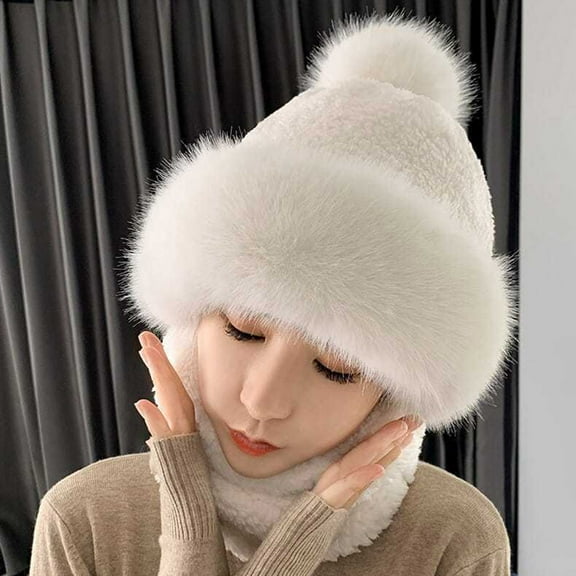 harmtty Fashion Women Hat Durable Windproof Winter Scarf Hat Set Soft Comfortable Plush Warm Hat for Cold Weather Outdoor Dark Coffee
