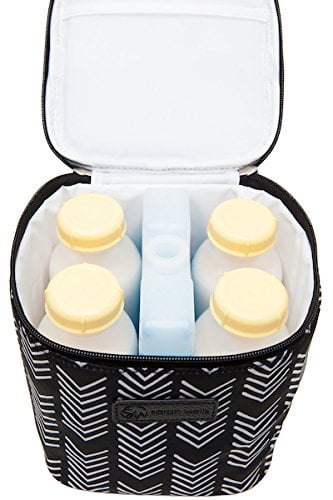 Sarah Wells Cold Gold Breastmilk Cooler Bag with Ice Pack (Black and White)