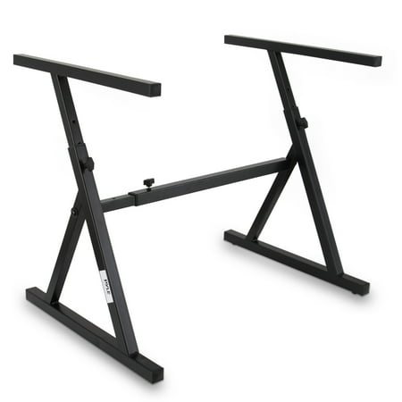 PYLE PKST38 - Heavy Duty Folding Keyboard Stand - Sturdy Reinforced Z Design w/ Adjustable Width & Height  Foam Padded Arms  Digital Piano Stand  Fits 54-88 Key Electric Pianos  for Travel & Storage