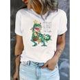 thumbnail image 4 of Women's Trendy Letter Print Casual T-Shirt - Comfy Crew Neck, Short Sleeve, Stretchy Polyester Blend, Machine Washable - Perfect for All Seasons, 4 of 8
