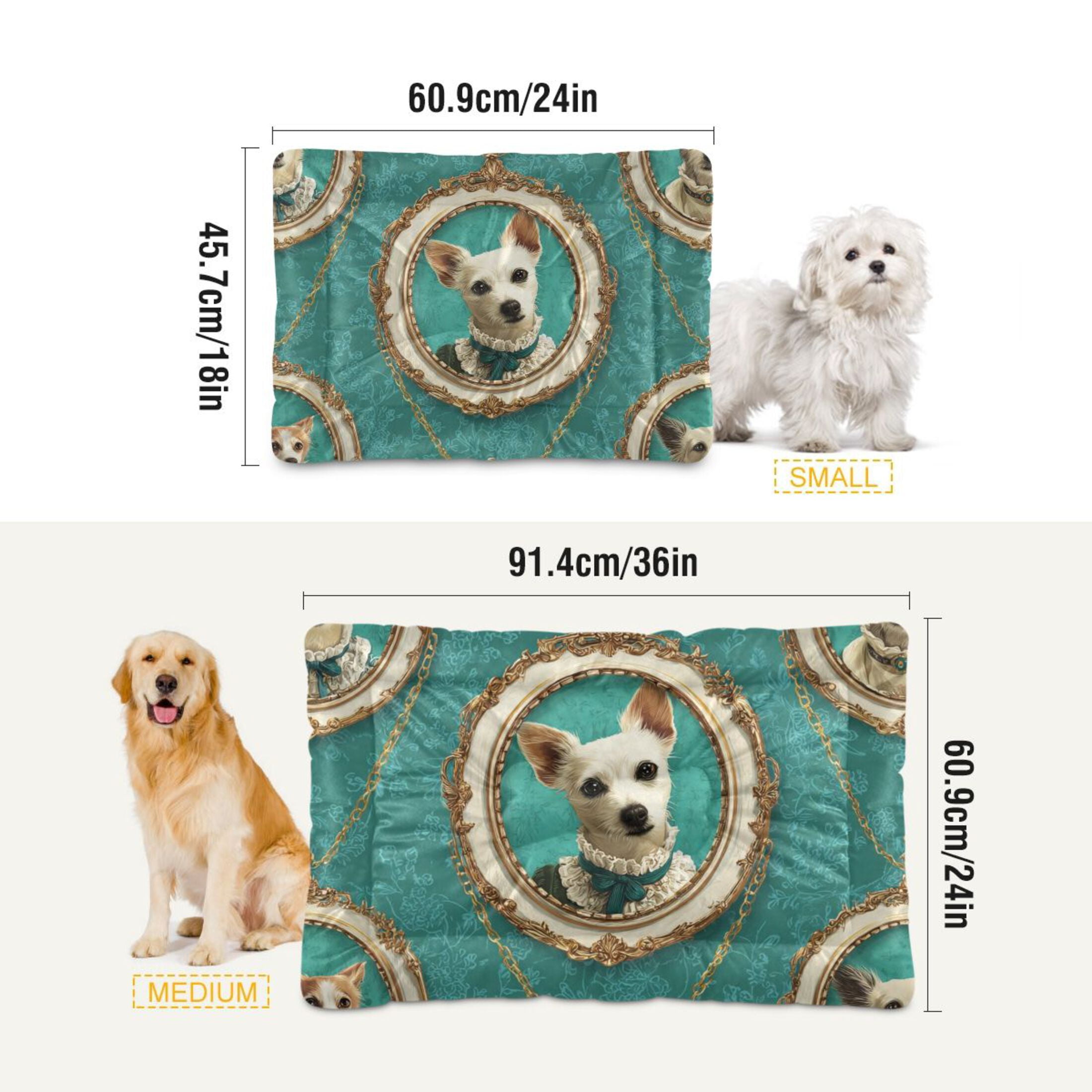 Cozy Mat Pet Bed Indoor Outdoor Warm Soft For Cat Dog Puppy(S/M) Adorable Little Dog Wearing Victorian