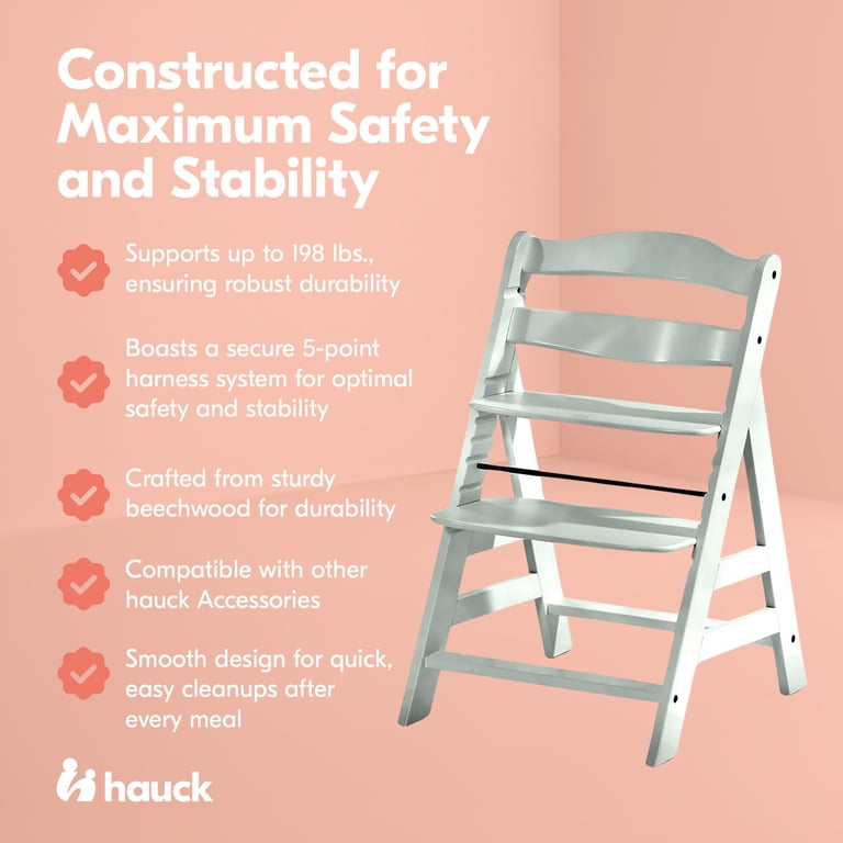 hauck Alpha+ Grow Along Adjustable Wooden Highchair, Beechwood