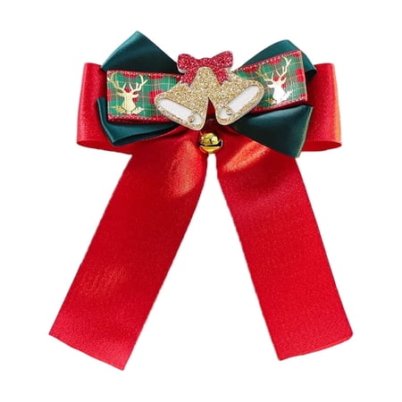 Small Dog Collar with Bell Christmas Decorations Bow Tie Dog Collar for Pet Holiday Gifting Red Satin Ribbon