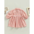 thumbnail image 4 of hirigin Toddler Kids Girls Cute Dress Plaid Turn-Down Collar Long Sleeve Buttons Dress Spring Autumn Casual A-line Dress, 4 of 8