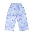 thumbnail image 3 of Girls Wide Leg Pants Gradient Heart Print Elastic Waist Loose Fit Cotton Culottes Casual Summer Trousers for Girls, Purple, Sizes 7-8, 3 of 8