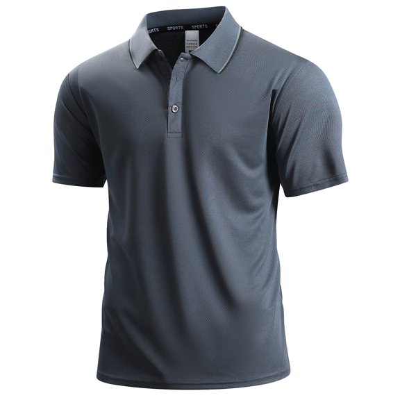 Cadmus Mens Polo Shirts Quick Dry Short Sleeve Golf T Shirt Performance Moisture Wicking Casual Workout,8602,Dark Grey,M