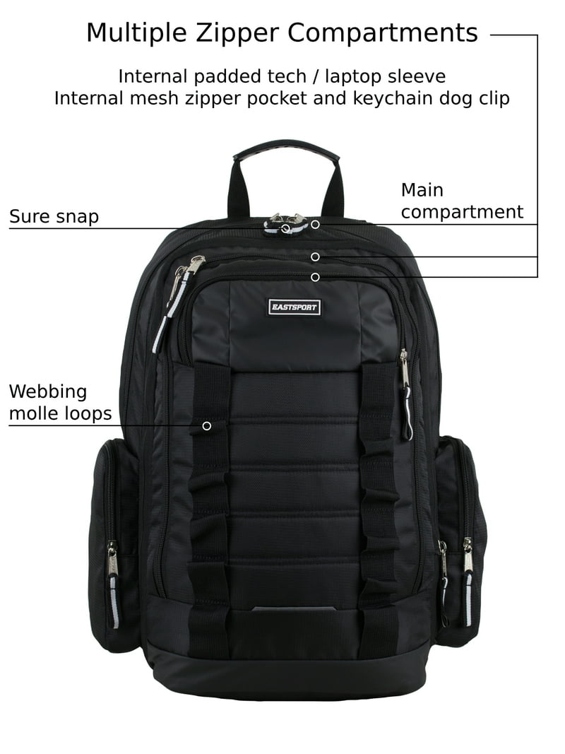 Eastsport Unisex Expandable Team Recycled Backpack, Black